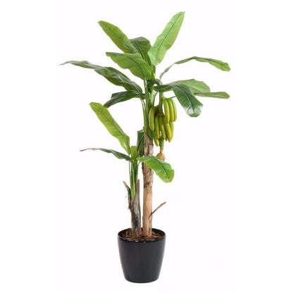 Arbre artificiel fruitier Bananier régime de banane - intérieur - H.180 cm vert jaune