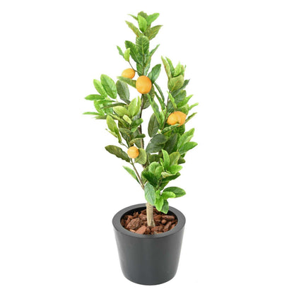 Arbre artificiel fruitier Citronnier en pot - plante d'intérieur - H.90cm vert jaune