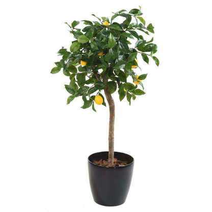 Arbre artificiel fruitier Citronnier tête en pot - intérieur - H.110cm vert jaune