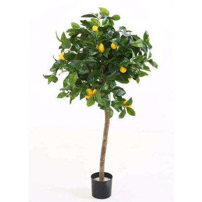 Arbre artificiel fruitier Citronnier tête en pot - intérieur - H.110cm vert jaune