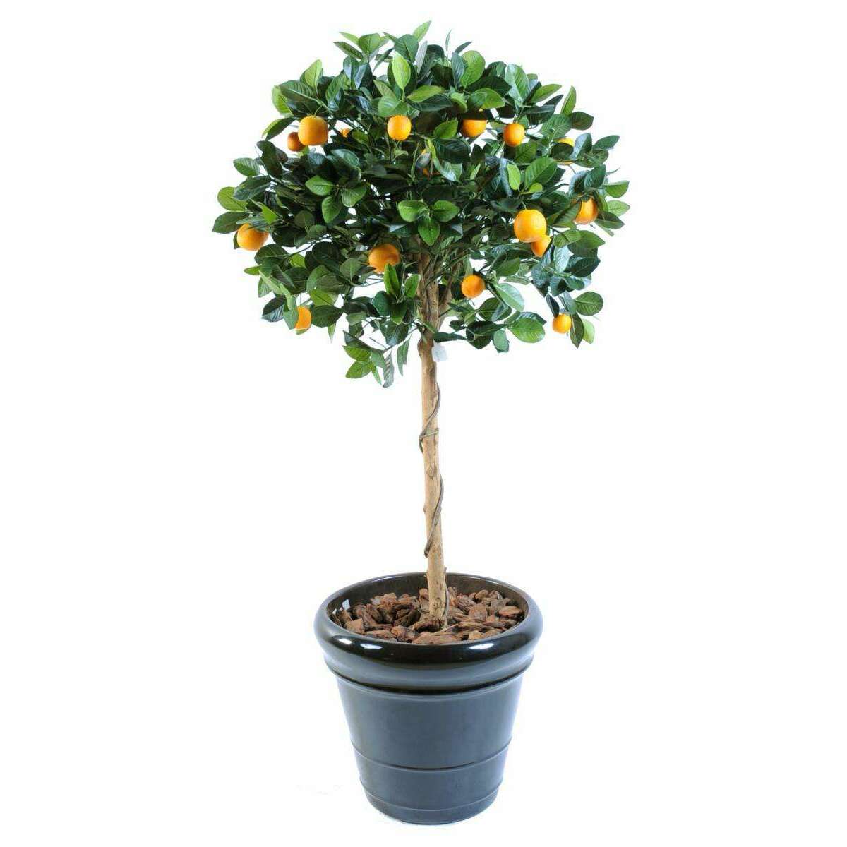 Arbre artificiel fruitier Oranger tête en pot - intérieur - H.125cm vert orange