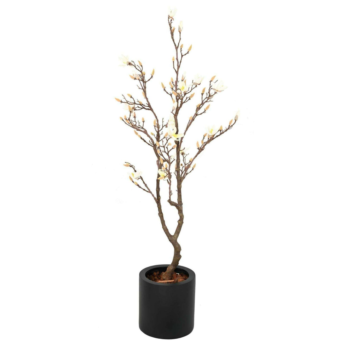 Arbre artificiel Magnolia Tulipier du Japon en floraison - plante d'intérieur - H.150cm blanc