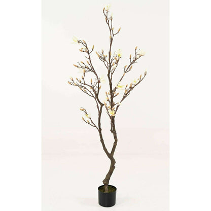 Arbre artificiel Magnolia Tulipier du Japon en floraison - plante d'intérieur - H.150cm blanc