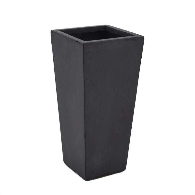 Bac pour fleur carré conique haut - intérieur extérieur balcon - H.75 x 33cm noir Fiberstone