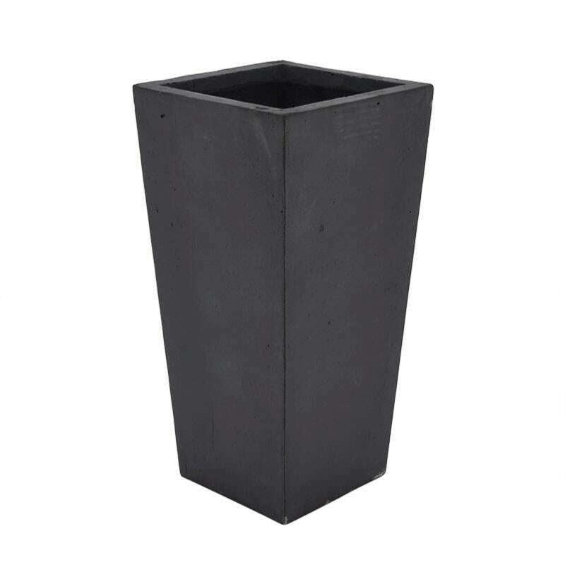 Bac pour fleur carré conique haut - intérieur extérieur balcon - H.75 x 33cm noir Fiberstone