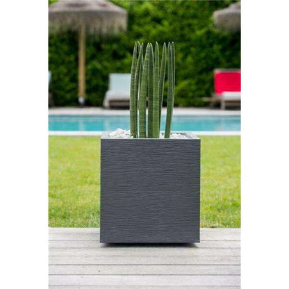 Bac pour fleur carré Graphit intérieur extérieur balcon H.43cm anthracite EDA PLASTIQUES