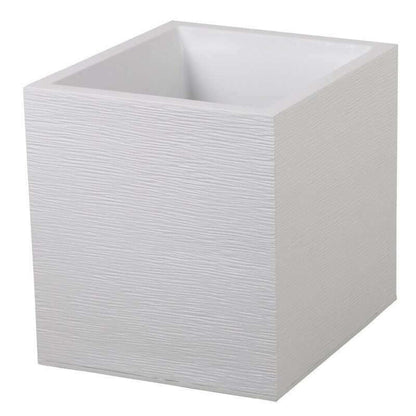 Bac pour fleur carré Graphit intérieur extérieur balcon H.43cm blanc EDA PLASTIQUES