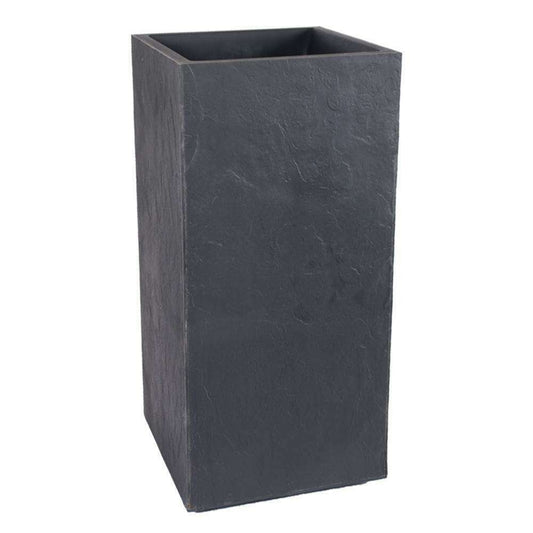 Bac pour fleur carré haut Volcania - intérieur extérieur - L.39,5 x H.80 Anthracite EDA PLASTIQUES