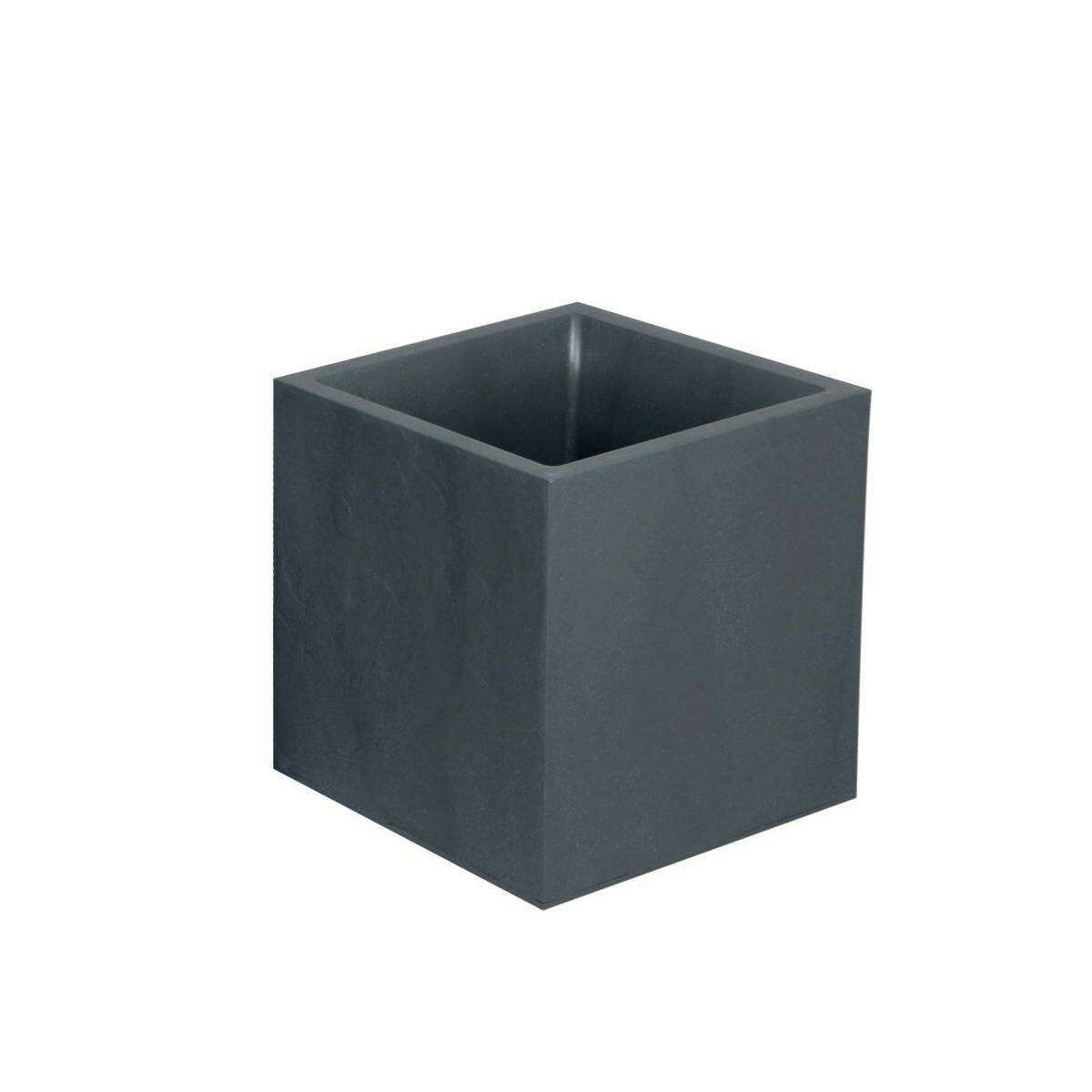 Bac pour fleur carré Volcania intérieur extérieur balcon H.43cm anthracite EDA PLASTIQUES