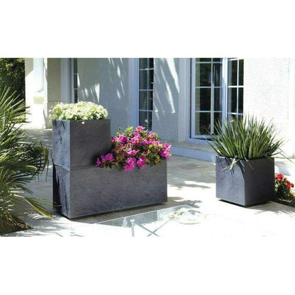 Bac pour fleur Jardinière Volcania extérieur L.99,5cm anthracite EDA PLASTIQUES