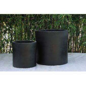 Bac pour fleur pot cylindre - intérieur extérieur - H.20xØ.20cm noir Fiberstone