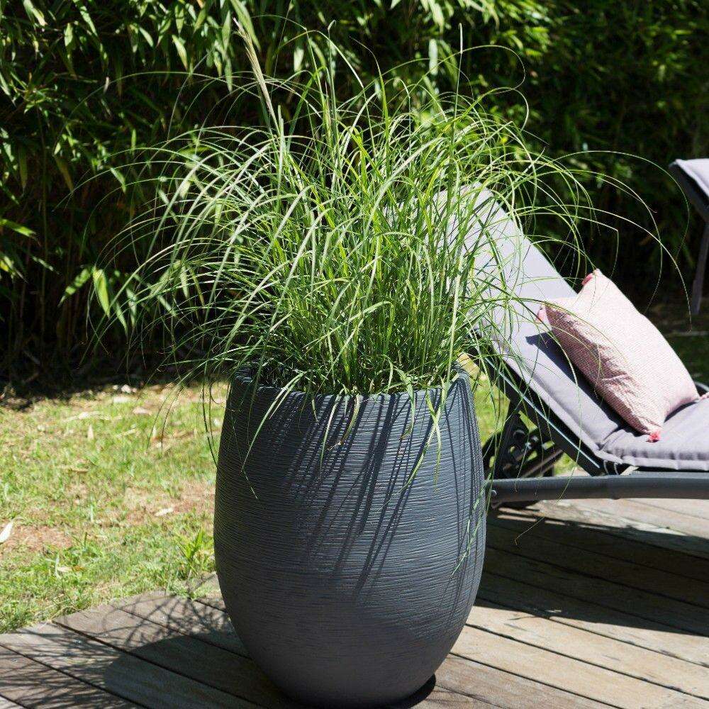 Bac pour fleur pot Egg Graphit - intérieur extérieur - Ø50 x H.60 cm anthracite EDA PLASTIQUES