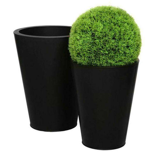 Bac pour fleur rond conique haut - intérieur extérieur - H.44 x 30cm noir Fiberstone