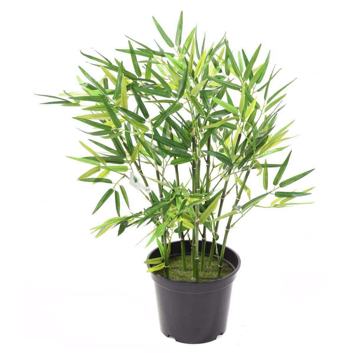 Bambou artificiel arbuste cannes vertes - plante d'intérieur - H.60cm vert