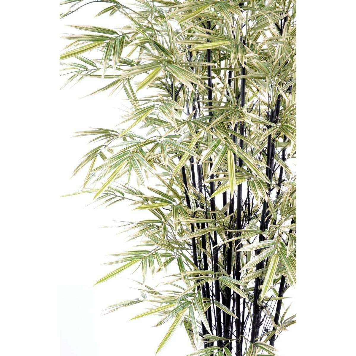 Bambou artificiel Shiroshima feuillage vert blanc cannes noires - intérieur - H.125cm