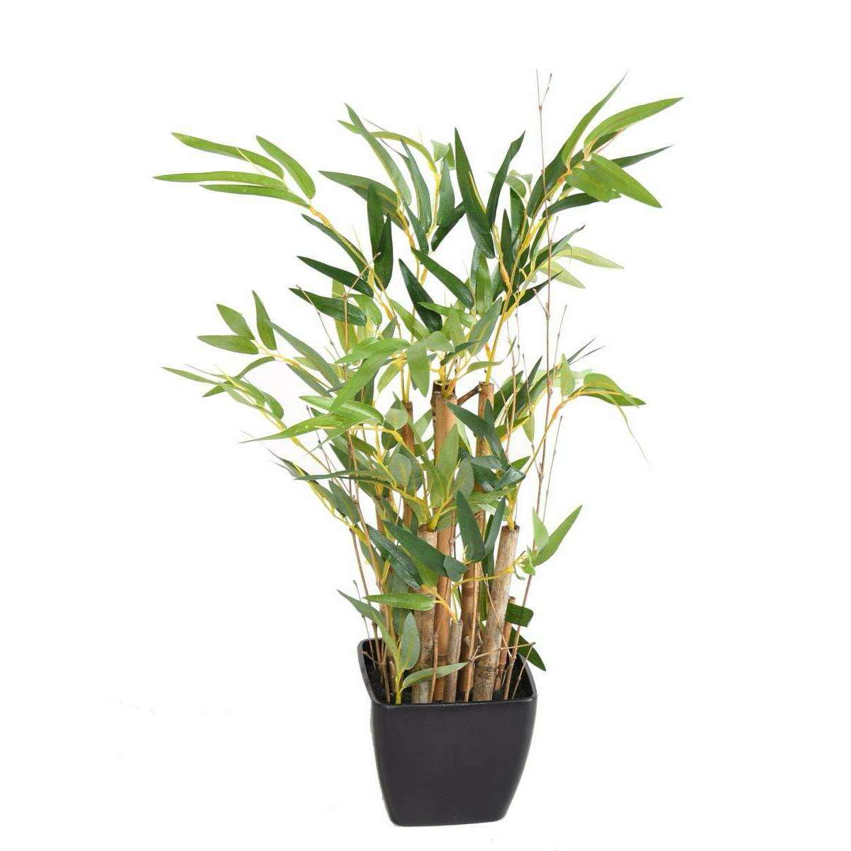 Bonsaï artificiel mini bambou en pot PVC carré - plante artificielle d'intérieur - H.50cm