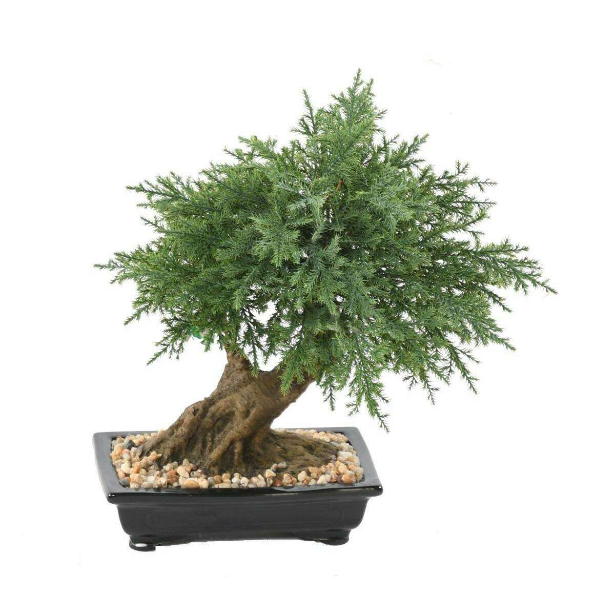 Bonsaï Juniperus artificiel en coupe - plante synthétique intérieur - H.30cm