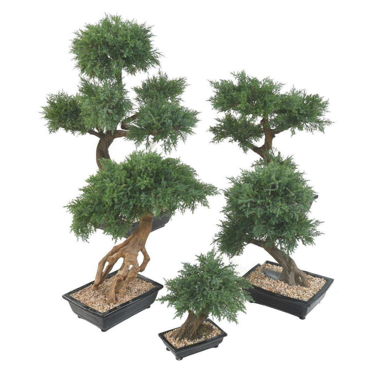 Bonsaï Juniperus artificiel en coupe - plante synthétique intérieur - H.30cm