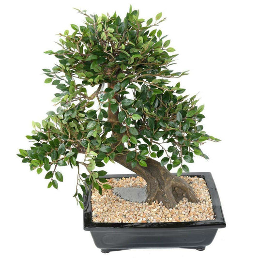 Bonsaï Orme artificiel coupe avec gravier - plante synthétique intérieur - H.52cm