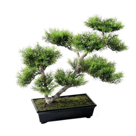 Bonsaï Pin artificiel en coupe - plante synthétique intérieur extérieur - H.42cm