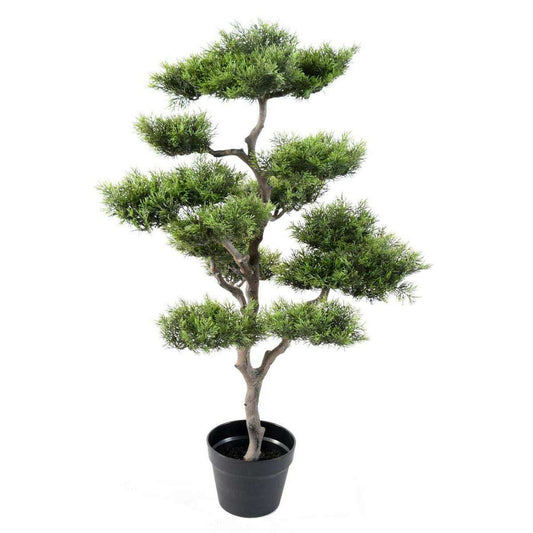 Bonsaï Pin artificiel en pot - plante synthétique intérieur extérieur - H.95cm