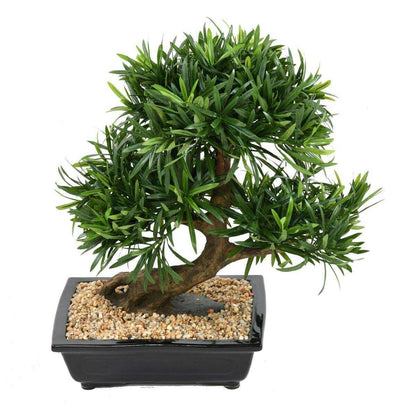 Bonsaï Podocarpus artificiel en coupe - plante synthétique intérieur - H.50cm