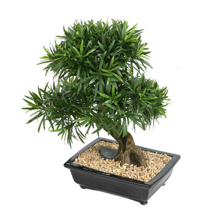 Bonsaï Podocarpus artificiel en coupe - plante synthétique intérieur - H.50cm