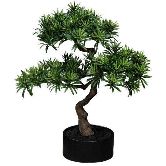 Bonsaï Podocarpus artificiel en pot - plante synthétique intérieur - H.50cm