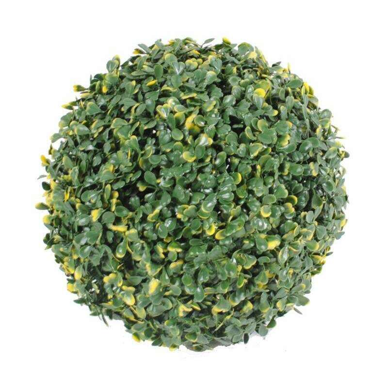 Boule de buis artificiel - intérieur extérieur - Ø.28 cm vert jaune