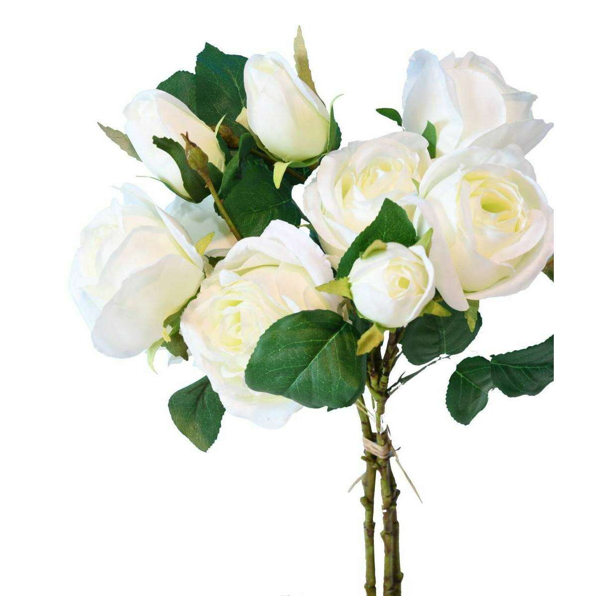 Bouquet artificiel 6 fleurs roses - décoration d'intérieur - H.45cm blanc