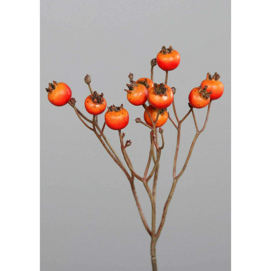 Branche artificielle d'églantier baies oranges - composition florale - H.46cm