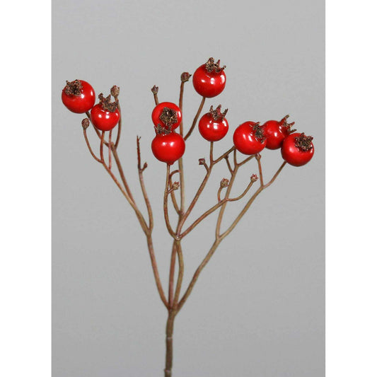 Branche artificielle d'églantier baies rouges - composition florale - H.46cm