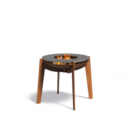 Brasero d'extérieur Acier Corten avec plaque de cuisson - mobilier jardin - Ø.60XH.57cm