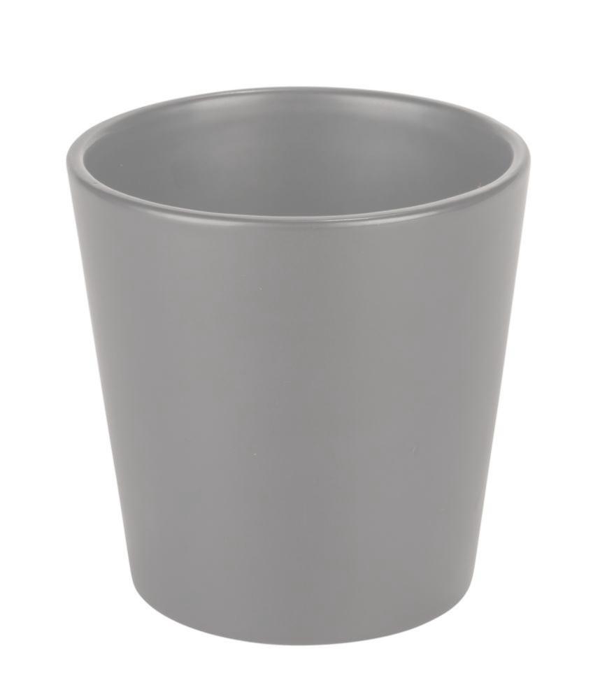 Cache pot de fleur céramique Stockholm - intérieur extérieur - Ø15,5x H.14,5cm gris