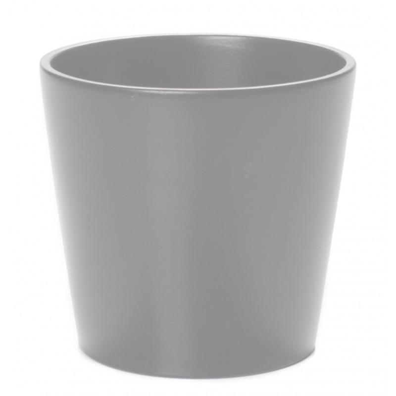 Cache pot de fleur céramique Stockholm - intérieur extérieur - Ø13,5x H.12,7cm gris