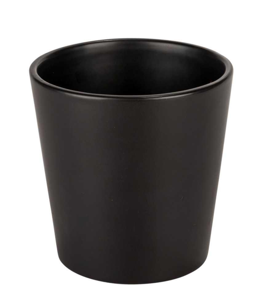 Cache pot de fleur céramique Stockholm - intérieur extérieur - Ø15,5x H.14,5cm noir