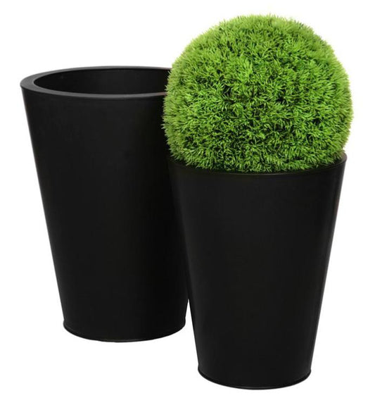 Bac pour fleur rond conique haut - intérieur extérieur - H.44 x 30cm noir Fiberstone