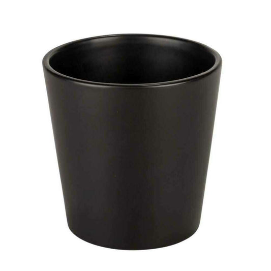 Cache pot de fleur céramique Stockholm - intérieur extérieur - Ø20,8 x H.20,5cm noir