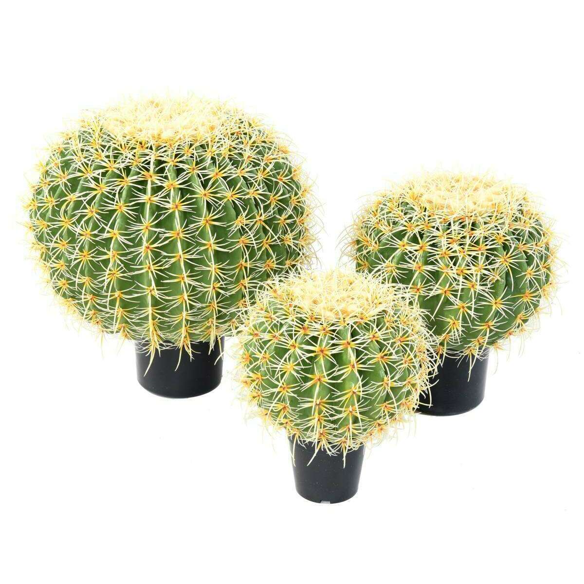 Cactus artificiel coussin de belle-mère - plante d'intérieur - H. 35cm vert jaune