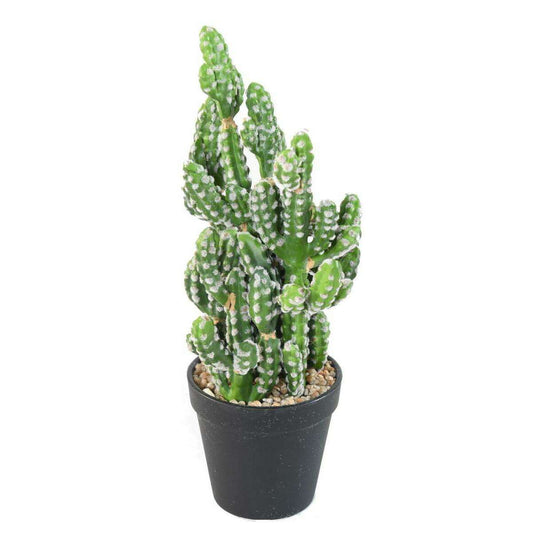 Cactus artificiel en pot - plante synthétique d'intérieur - H.35cm vert