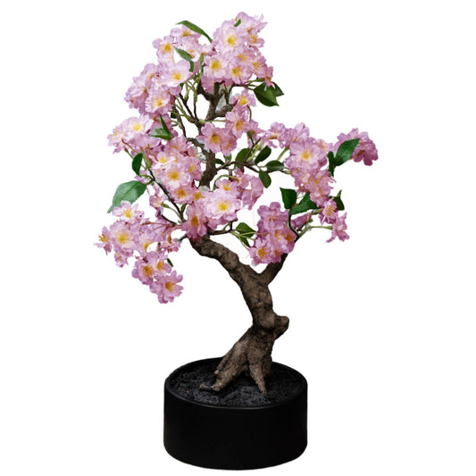 Bonsaï Cerisier artificiel en coupe - plante d'intérieur - H.50cm rose crème