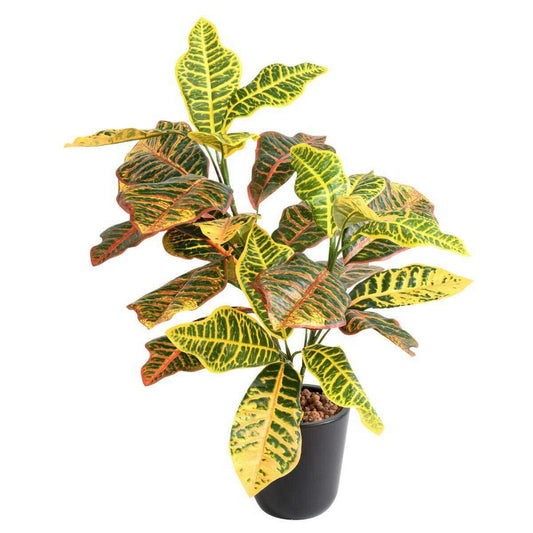 Feuillage artificiel Croton en piquet - plante d'intérieur - H.70cm vert rouge jaune