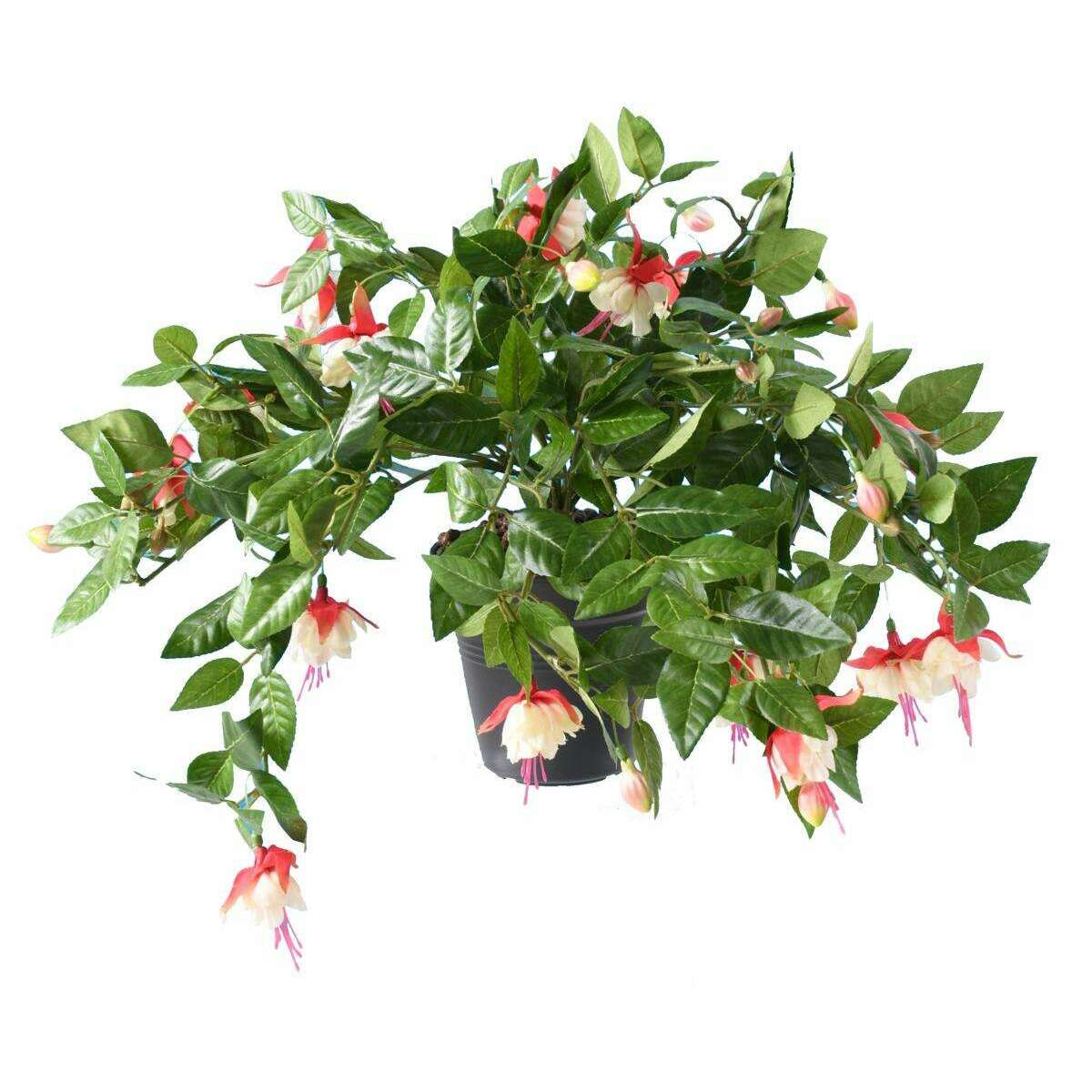 Feuillage artificiel fleuri Fuchsia en piquet - intérieur - H.25cm crème rouge