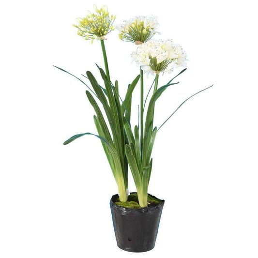 Fleur artificielle Agapanthe en motte - plante d'intérieur - H.90cm blanc