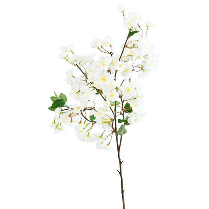 Fleur artificielle branche de cerisier - 85 fleurs 16 feuilles - H.105cm blanc