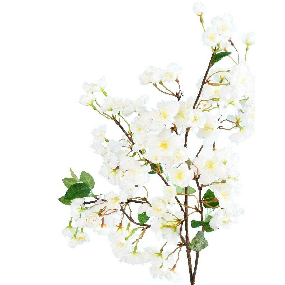 Fleur artificielle branche de cerisier - 85 fleurs 16 feuilles - H.105cm blanc