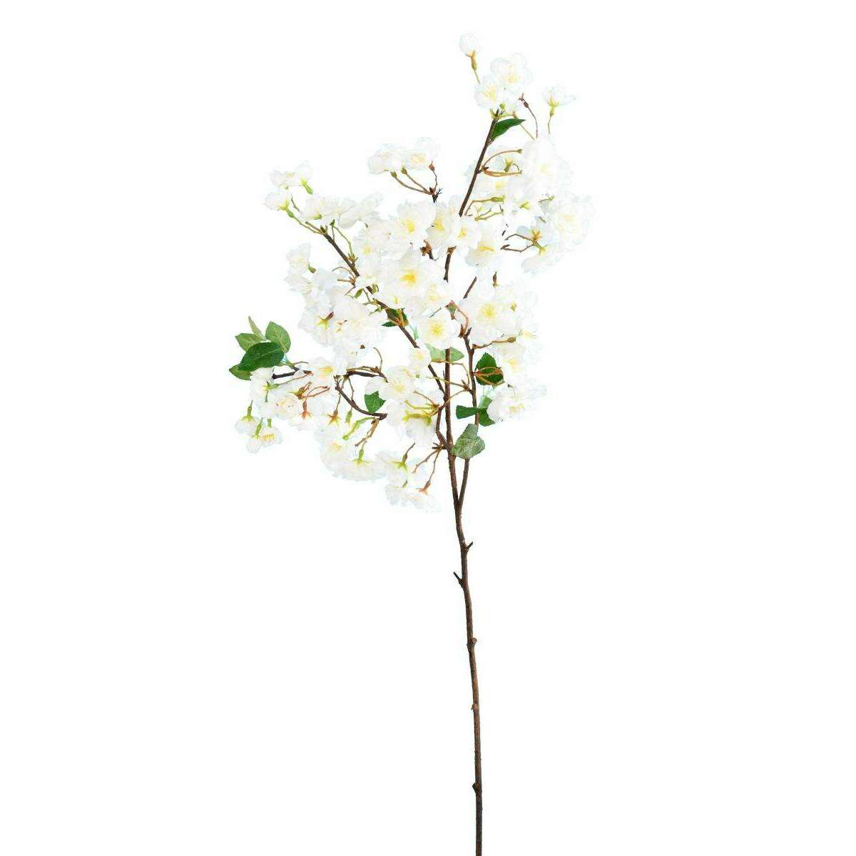 Fleur artificielle branche de cerisier - 85 fleurs 16 feuilles - H.105cm blanc