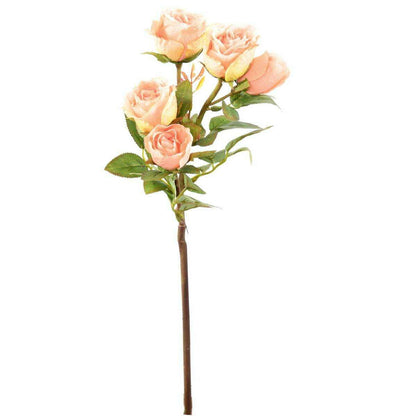 Fleur artificielle coupée rose multi spray - 5 fleurs - H.45cm orange