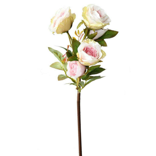 Fleur artificielle coupée rose multi spray - 5 fleurs - H.45cm rose clair