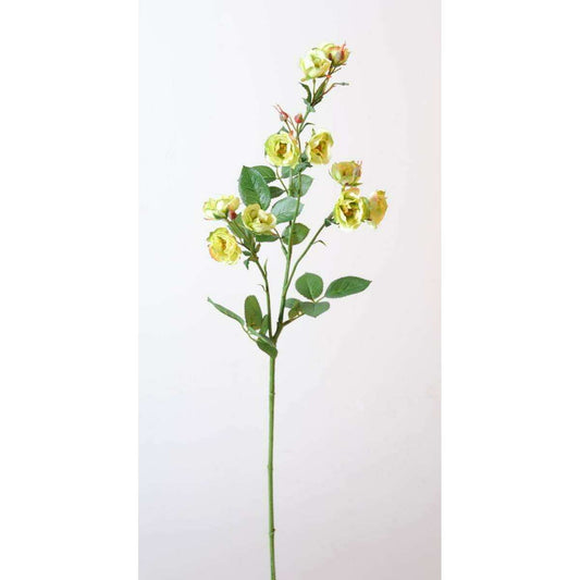 Fleur artificielle coupée rose sauvage - composition florale - H.75cm jaune vert